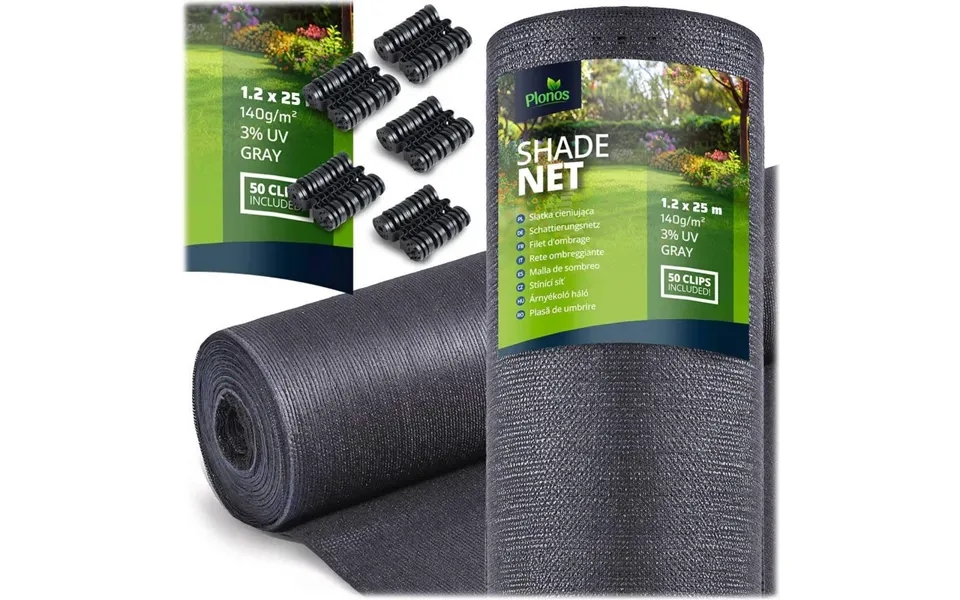 Skærmnet 1,2x25m 140g M2 50 Klemmer Grå