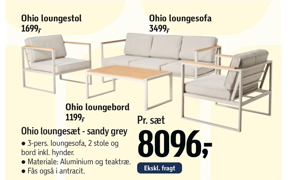 Ohio Loungesæt - Sandy Grey
