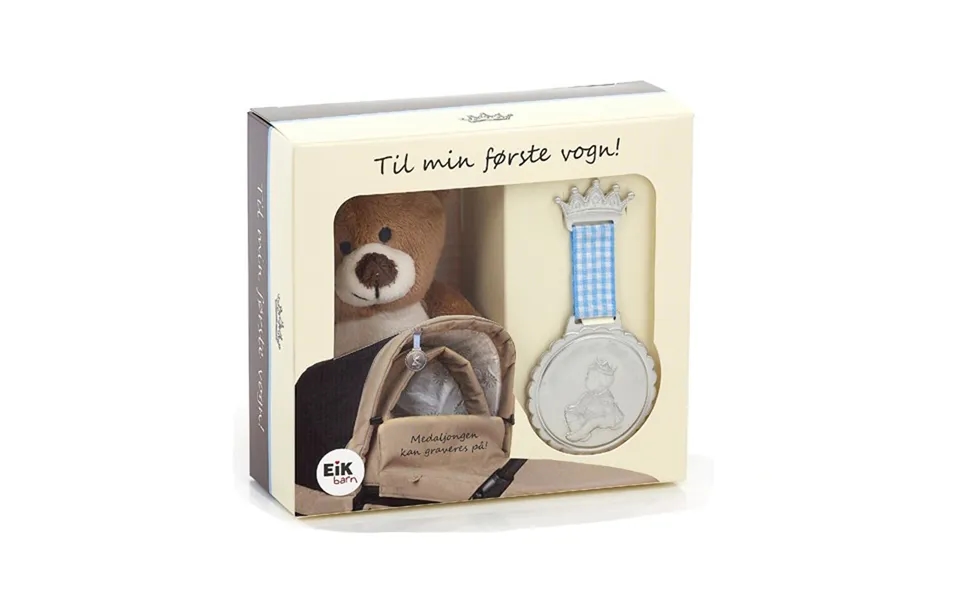 Min Første Vogn Skilt Dreng - Tin Med Bamse