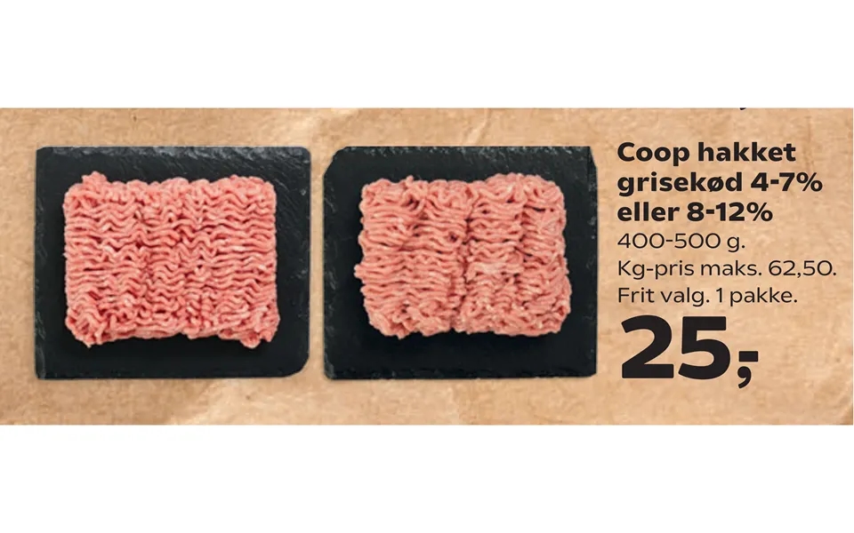 Coop Hakket Grisekød 4-7% Eller 8-12%