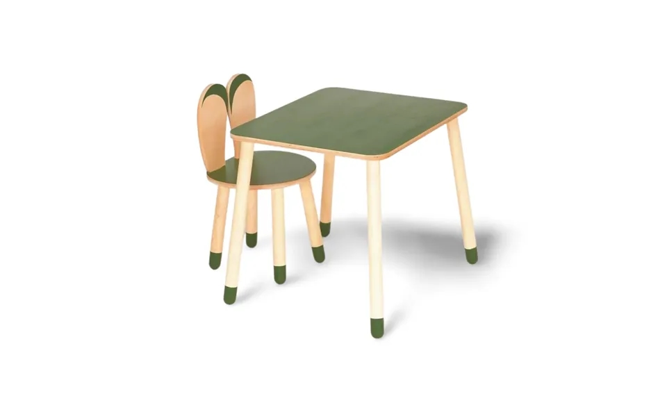 Bord Og Stol Til Barn Med Nuttet Kaninøre-design - Træ