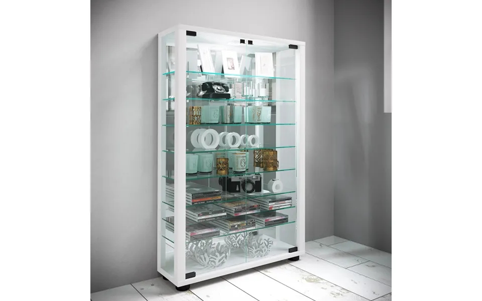 Gulvstående Vitrineskab Med Spejl - 91x59x18 Cm