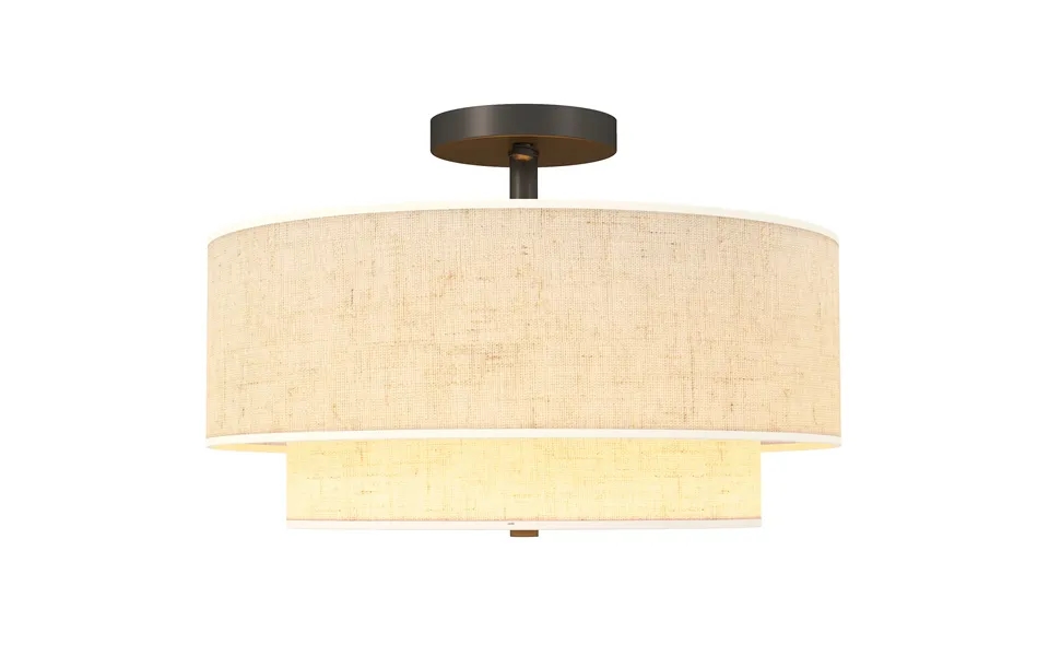 Loftlampe - Pendel Med Dobbeltskærme I Linned Look