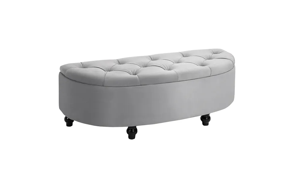 Opbevaringsbænk Med Fløjlslook - Åbent Låg