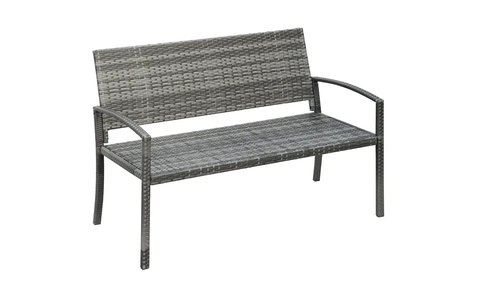 Rattan Havebænk Med Stålramme Til 2 Personer - Brun