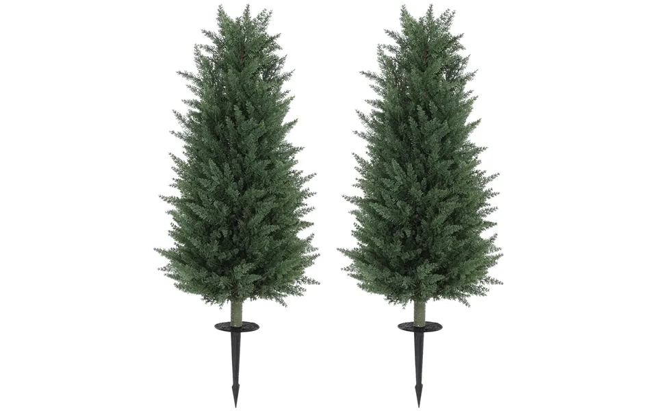Sæt Med 2 Kunstige Planter - Kunstige Cypresser Med 831 Blade Hver