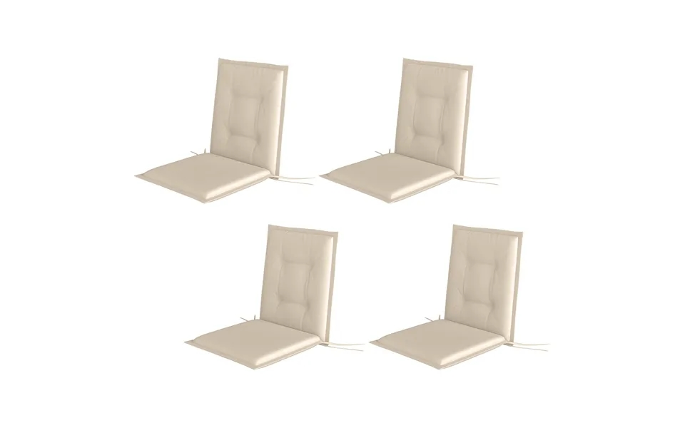 Sæt Med 4 Siddehynder 108 X 50 X 5 Cm Stolehynder Med Bånd - Udendørs Siddehynde Beige