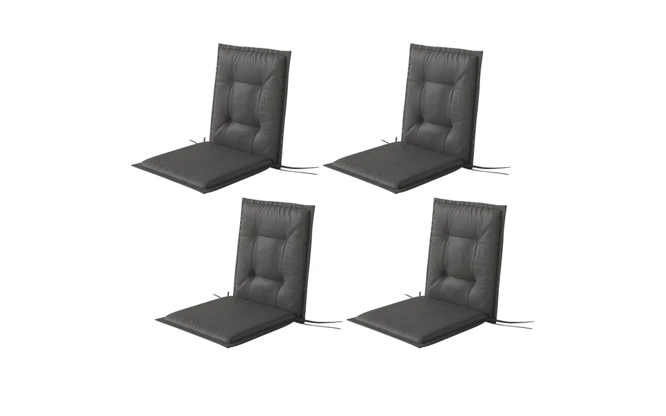 Sæt Med 4 Siddehynder 108 X 50 X 5 Cm Stolehynder Med Bånd - Udendørs Siddehynde Mørkegrå
