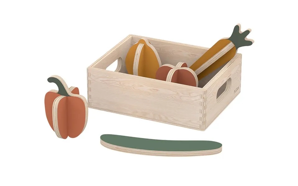 Flexa Grøntsager I Træ I Opbevaringskasse 6 Dele