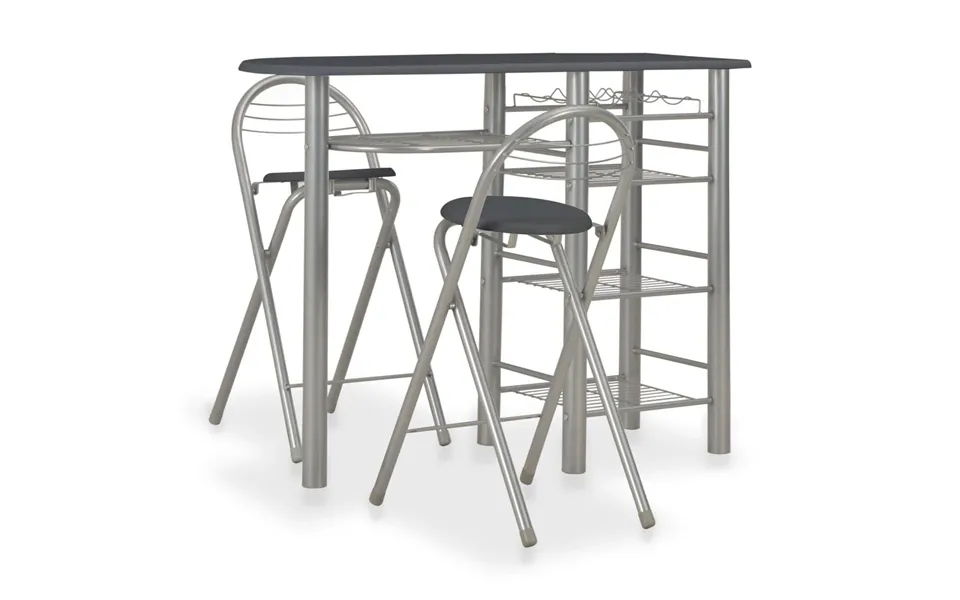 Barsæt 3 Dele Med Hylder Træ Og Stål Sort