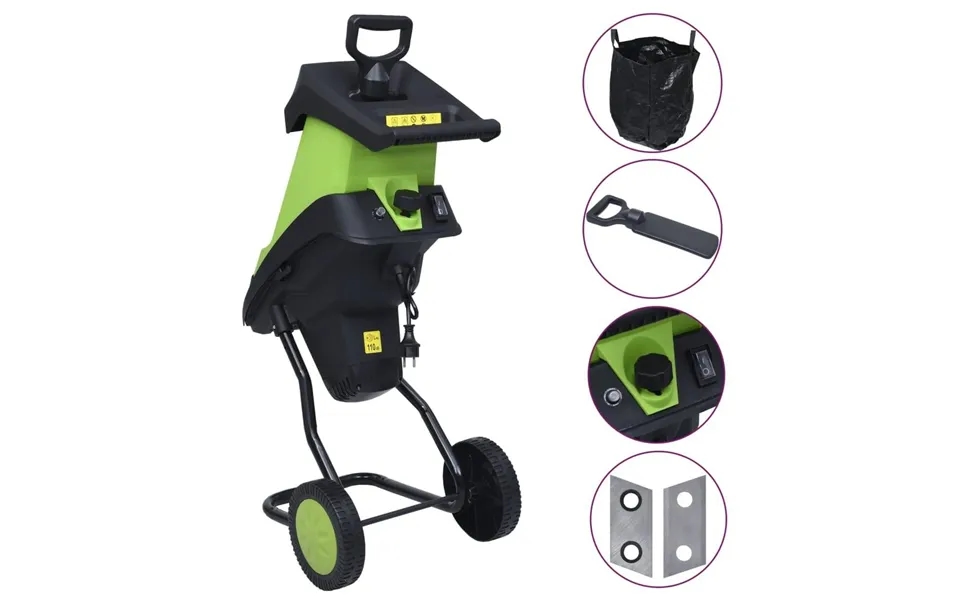 Elektrisk Kompostkværn Med 2 Ekstra Klinger 2400 W