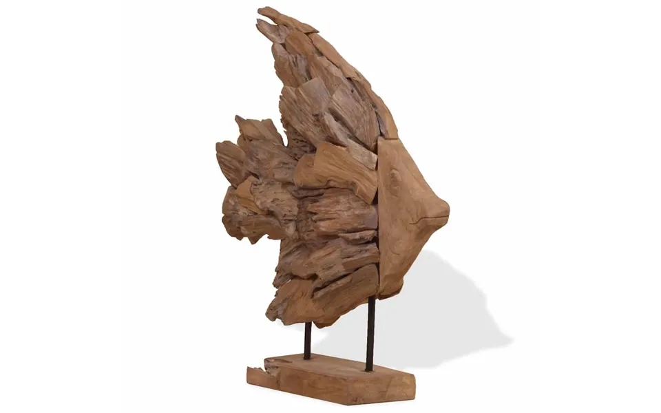 Fiskeskulptur I Teaktræ 40x12x57 Cm