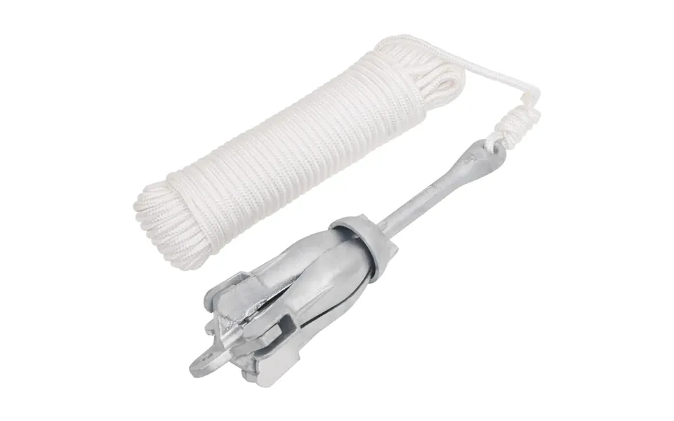 Foldbart Anker Med Reb 4 Kg Varmgalvaniseret Støbejern Sølv