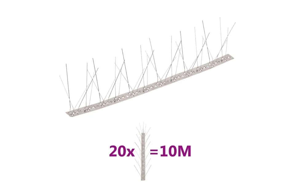 Fuglepigge In 5 Rows Set With 20 Paragraph. 10 M Stainless Steel