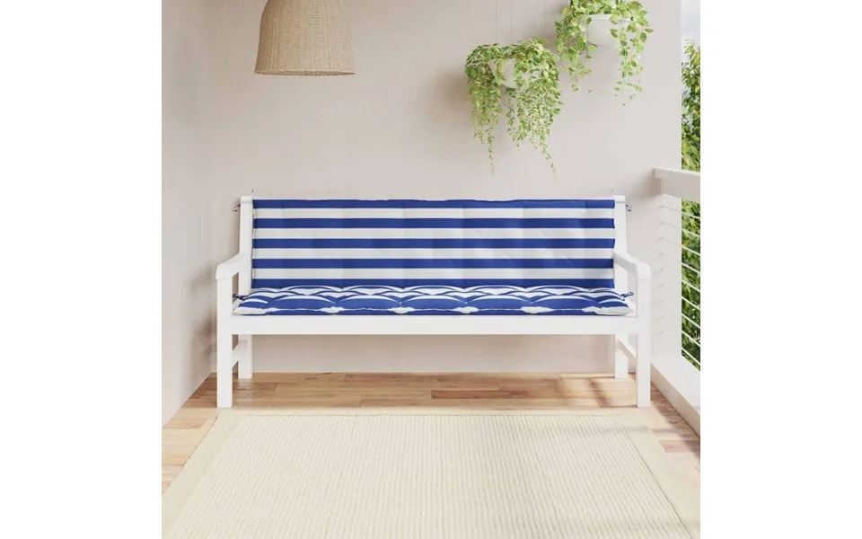 Hynder Til Havebænk 2 Stk. Oxfordstof Stribet Blå Og Hvid
