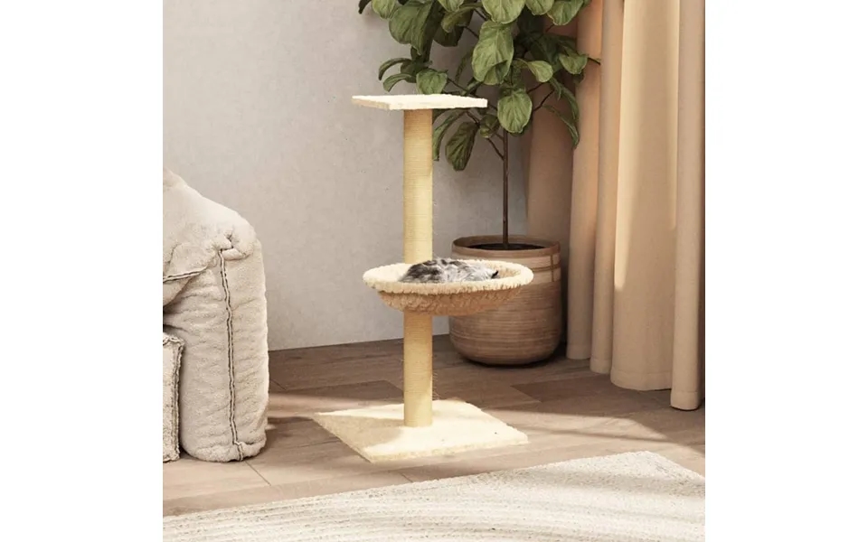 Kradsetræ Med Sisalkradsestolpe 74 Cm Cremefarvet