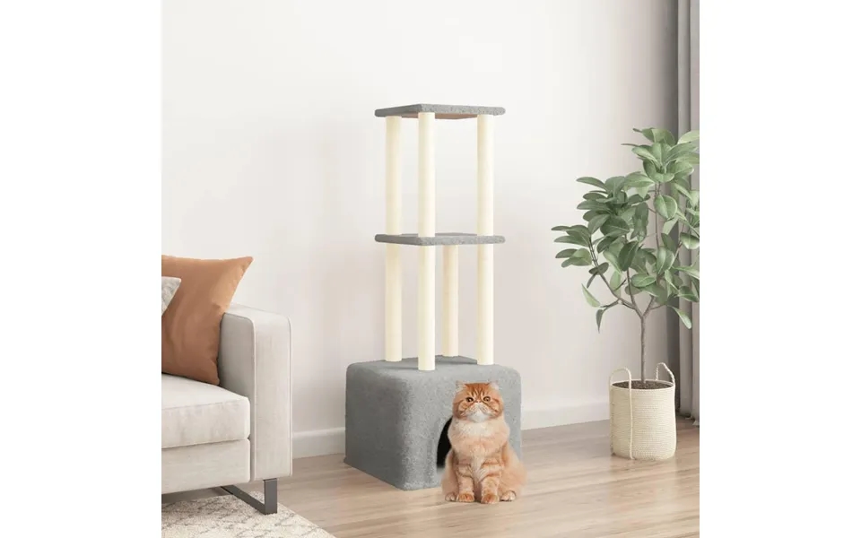 Kradsetræ Med Sisalkradsestolper 133,5 Cm Lysegrå