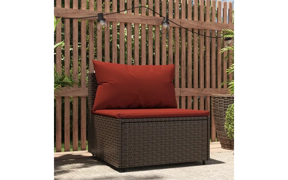 Midtermodul Til Havesofa Med Hynde Polyrattan Brun