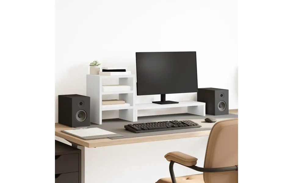 Skærmholder Med Dueslag Konstrueret Træ Hvid