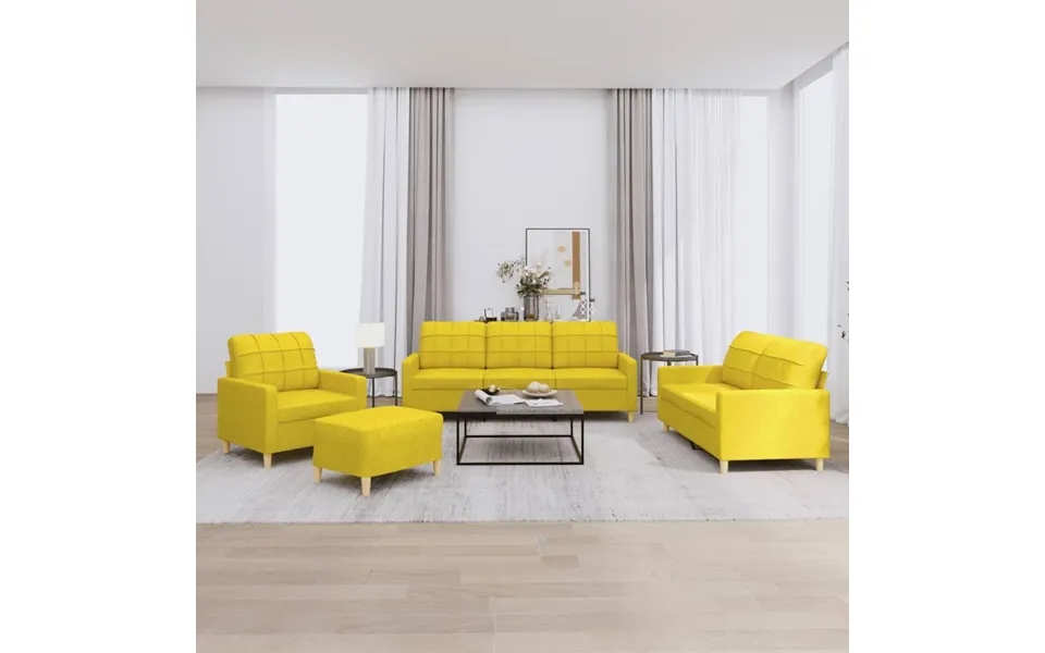 Sofasæt 4 Dele Med Hynder Stof Lysegul