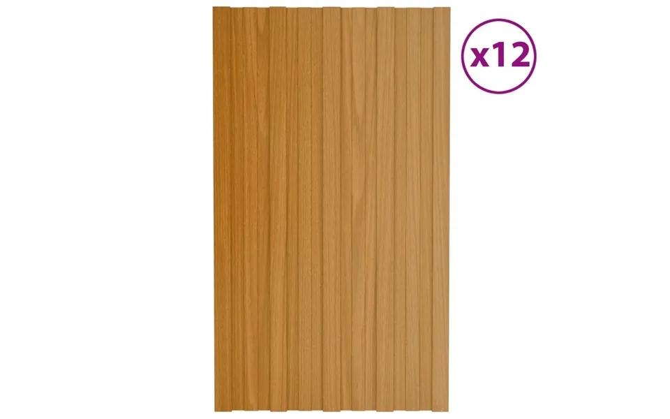 Tagplader 12 Stk. 80x45 Cm Galvaniseret Stål Lyst Træ