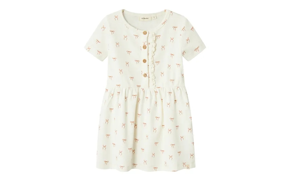 Lil Atelier Gavo Emi Dress Med Sløjfer - Coconut Milk