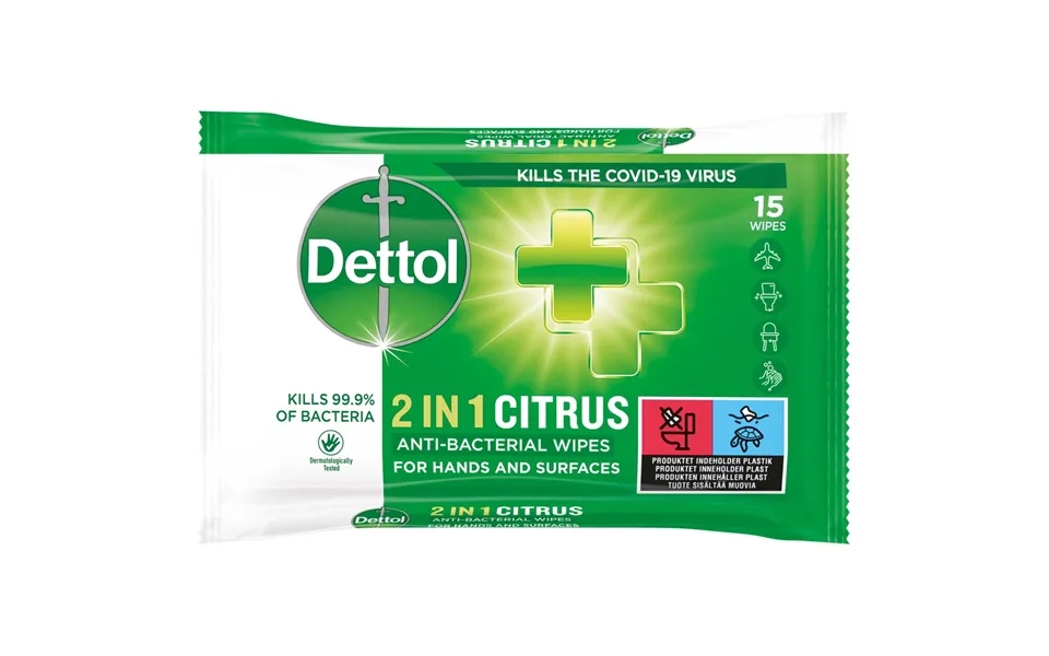 Dettol 2in1 Anti-bacterial Wipes For Hand And Surfaces 15 Stk