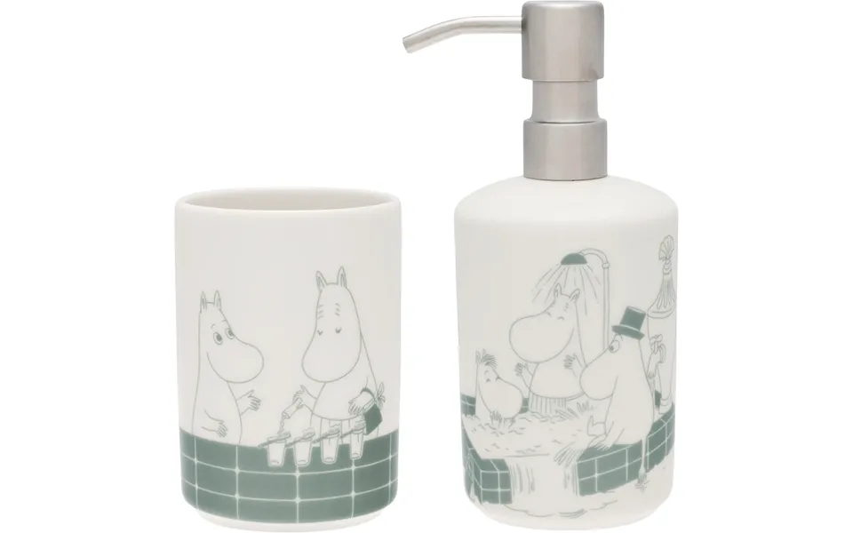 Moomin Arabia Sæbe Dispenser & Tandbørste Holder Sæt - Bad