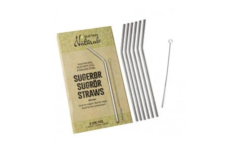 Suztain Naturals Sugerør Stål 8 Mm - 6 Stk.