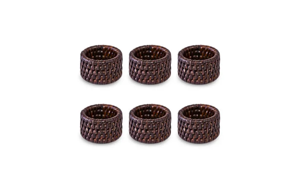 Cognac Servietringe Rattan 6-pak