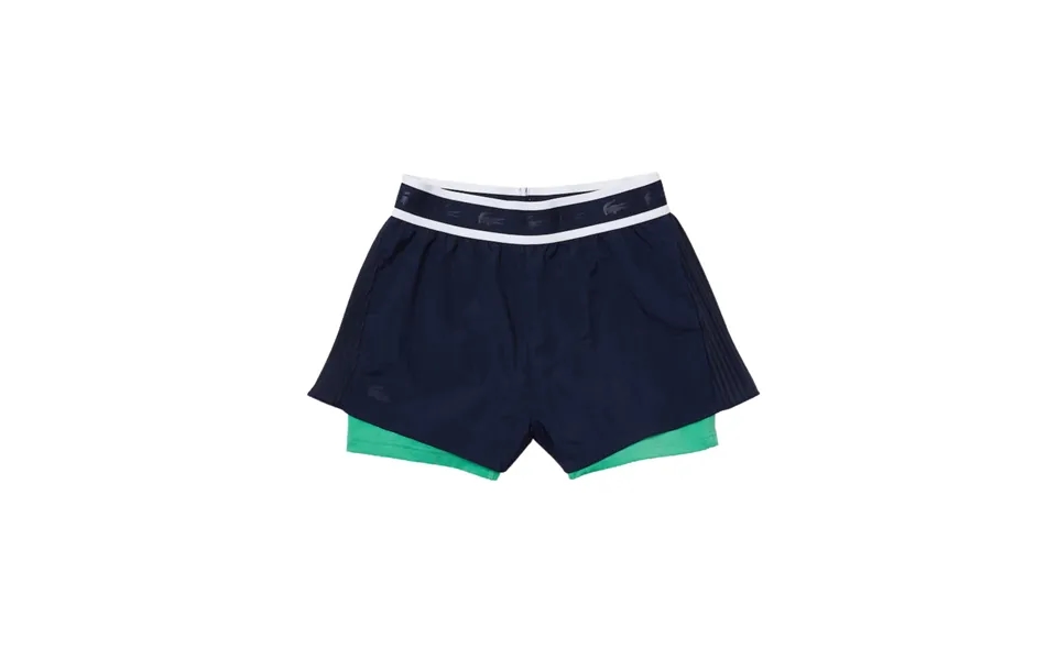 Lacoste Sports Light Nylon Shorts Womens Navy Blue Clover Green