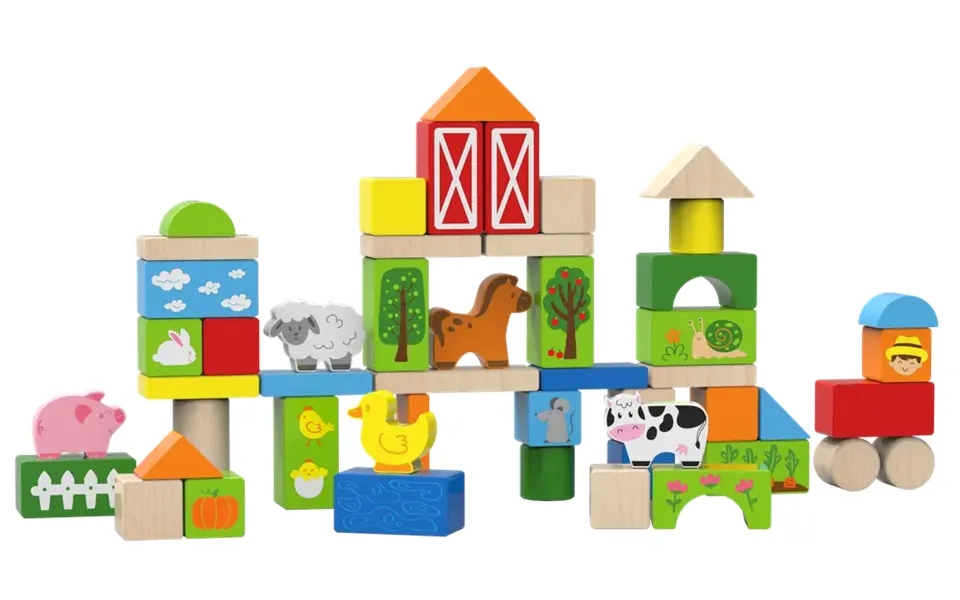 Klodser I Opbevaringskasse Bondegårdstema - 50 Stk