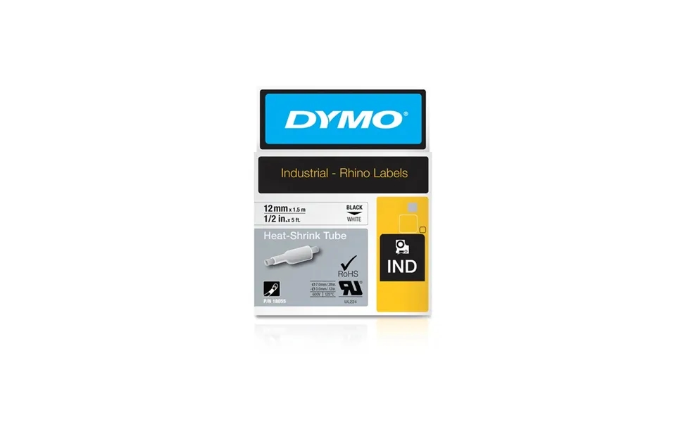 Dymo Rhino Krympeflex 12mm - 1.5m Sort På Hvid