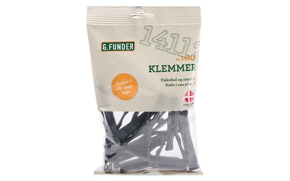 G.funder Tøjklemme I Plast 12 Stk. - Dansk Produceret