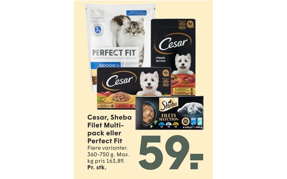 Cesar, Sheba Filet Multipack Eller Perfect Fit