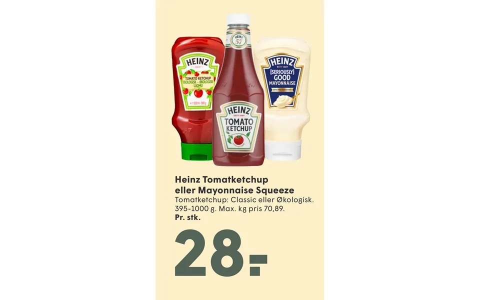 Heinz Tomatketchup Eller Mayonnaise Squeeze