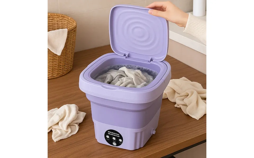 Bærbar & Sammenklappelig Vaskemaskine Med Tørrefunktion - Grøn