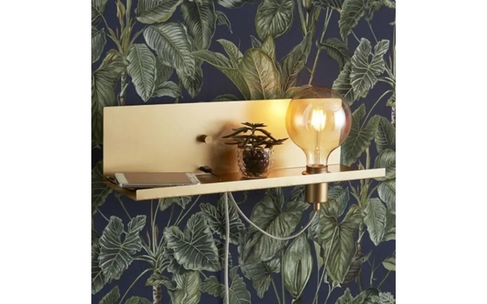 Hylde Med Lampeholder - Lysdæmper Og Usb