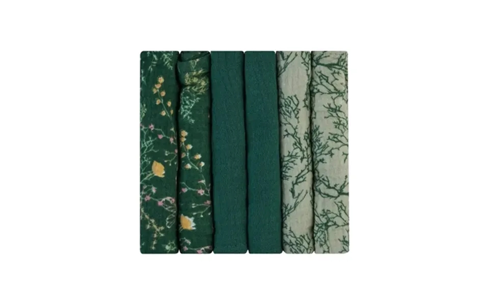 Kikkaboo 6-pak Musselin Stofbleer Garden Grøn