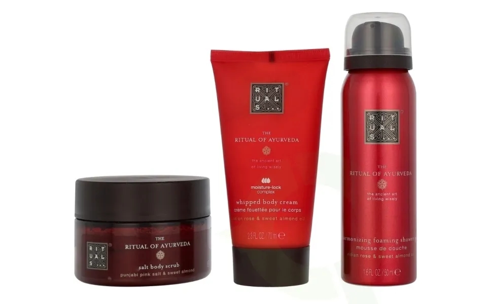 Rituals Ayurveda Trial Set 245 Ml Foaming Shower Gel 50ml Body Scrub 125g Body Cream 70ml