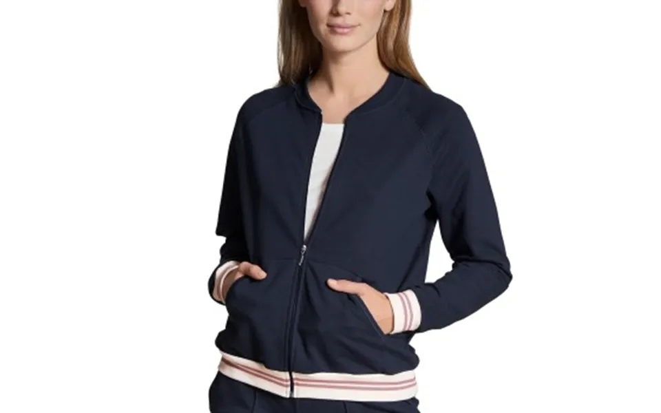 Calida Favourites Lounge Zip-up Jacket Marineblå Bomuld Small Dame