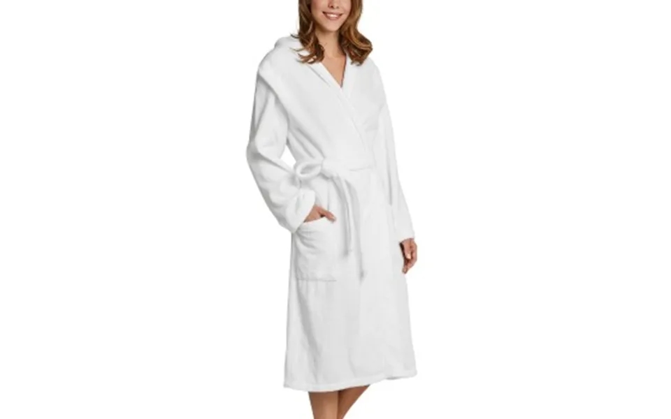 Schiesser Essentials Bathrobe With Hood Hvid Bomuld X-large Dame