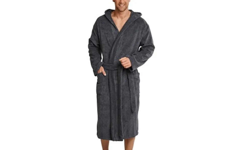 Schiesser Essentials Terry Cloth Bathrobe Grå Bomuld Small Herre