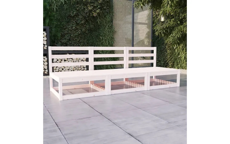 Vidaxl 3-personers Havesofa Massivt Fyrretræ Hvid