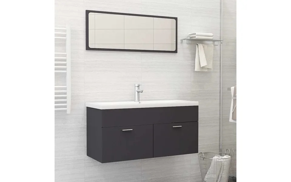 Vidaxl Badeværelsesmøbelsæt 2 Dele Spånplade Grå