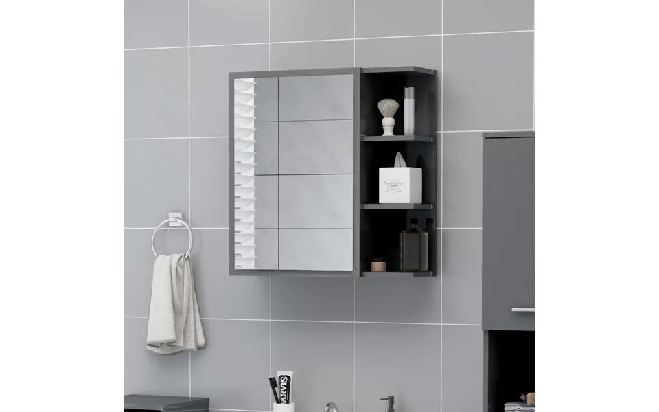 Vidaxl Badeværelsesskab Spejl 62,5x20,5x64 Cm Konstrueret Træ Grå