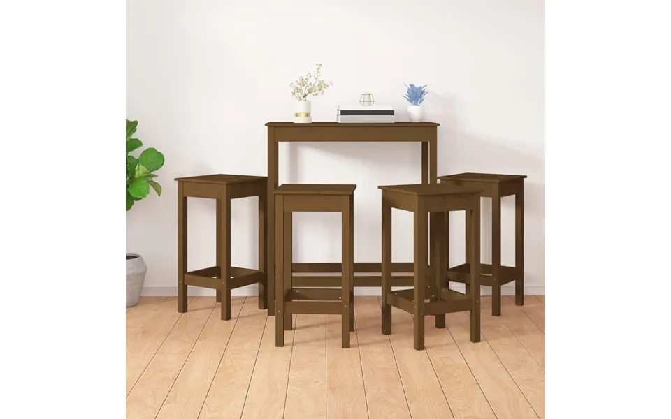 Vidaxl Barsæt 5 Dele Massivt Fyrretræ Gyldenbrun