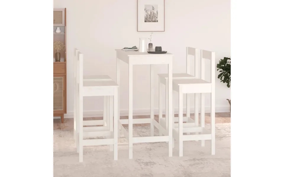 Vidaxl Barsæt 5 Dele Massivt Fyrretræ Hvid