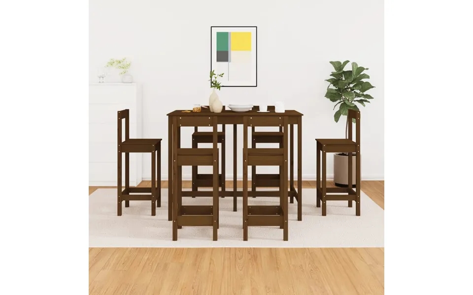 Vidaxl Barsæt 7 Dele Massivt Fyrretræ Gyldenbrun