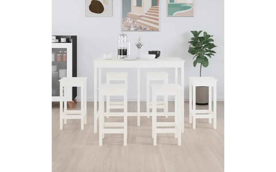 Vidaxl Barsæt 7 Parts Massively Pine White